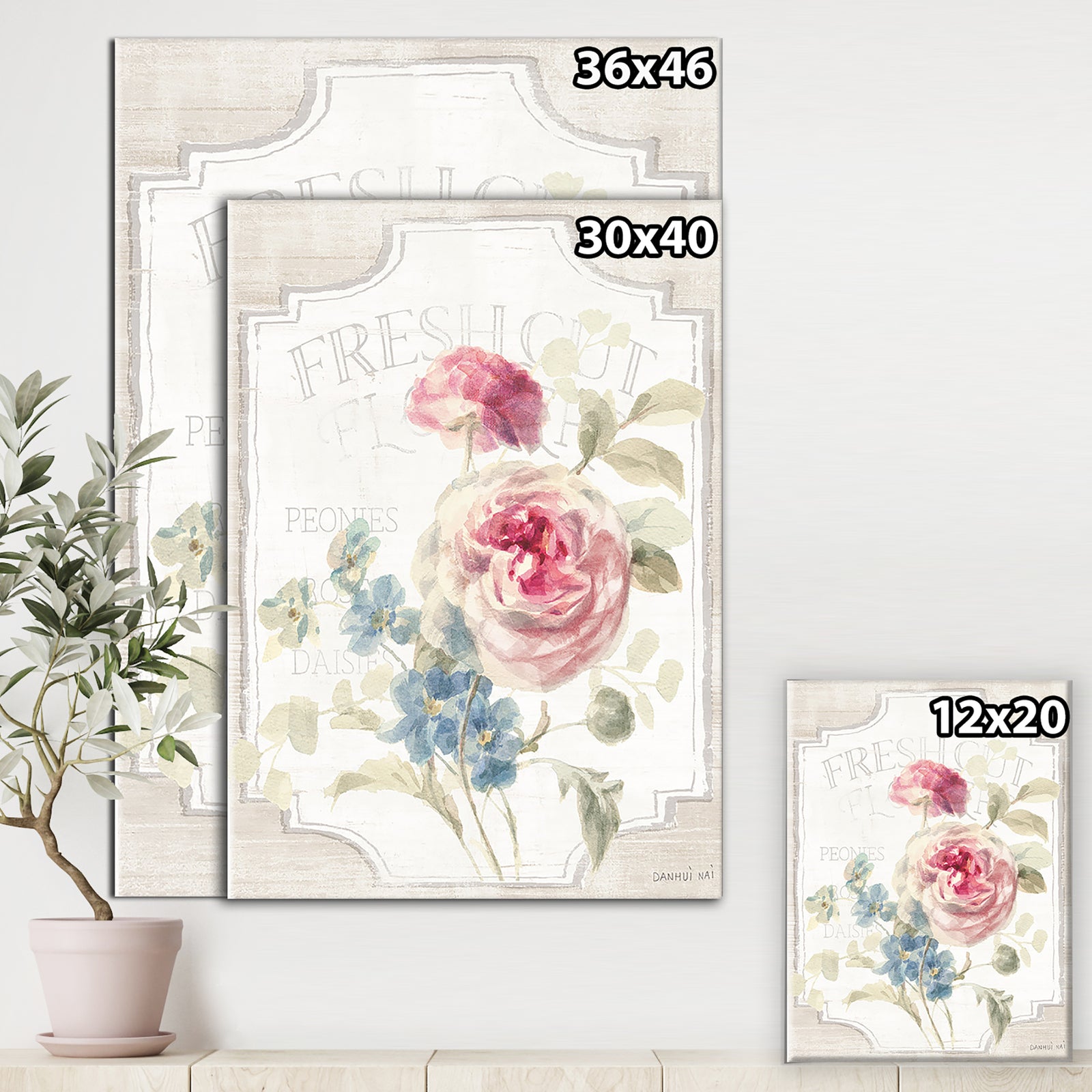 RW Cottage Garden II on wood - Cottage Canvas Wall Art