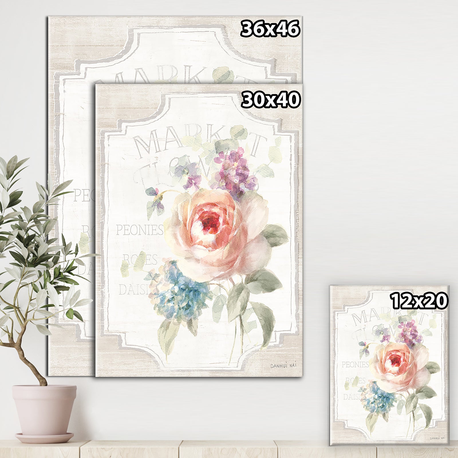 RW Cottage Garden III on wood - Cottage Canvas Wall Art