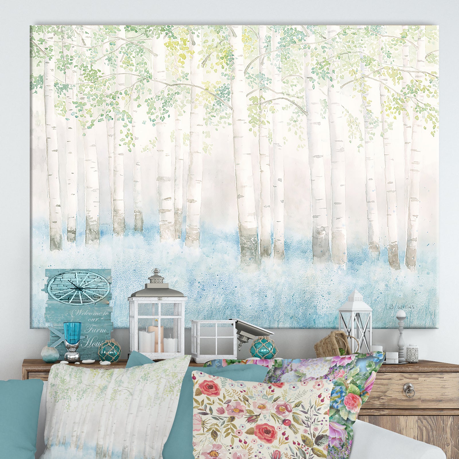RW Soft Birches - Cottage Canvas Wall Art