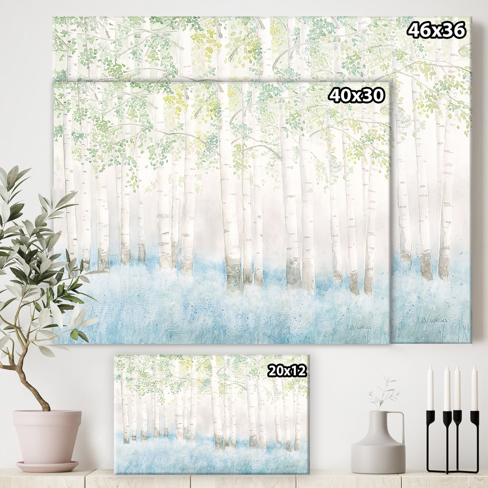RW Soft Birches - Cottage Canvas Wall Art