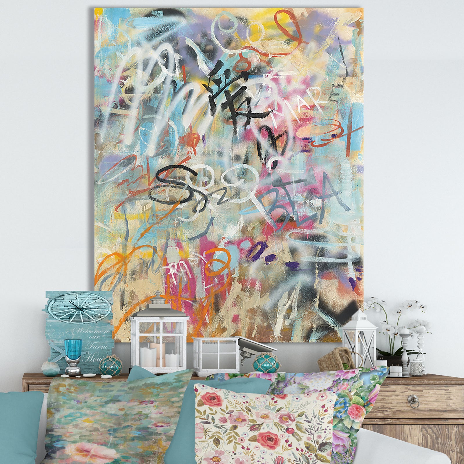 RW Graffiti Love - Cottage Canvas Wall Art