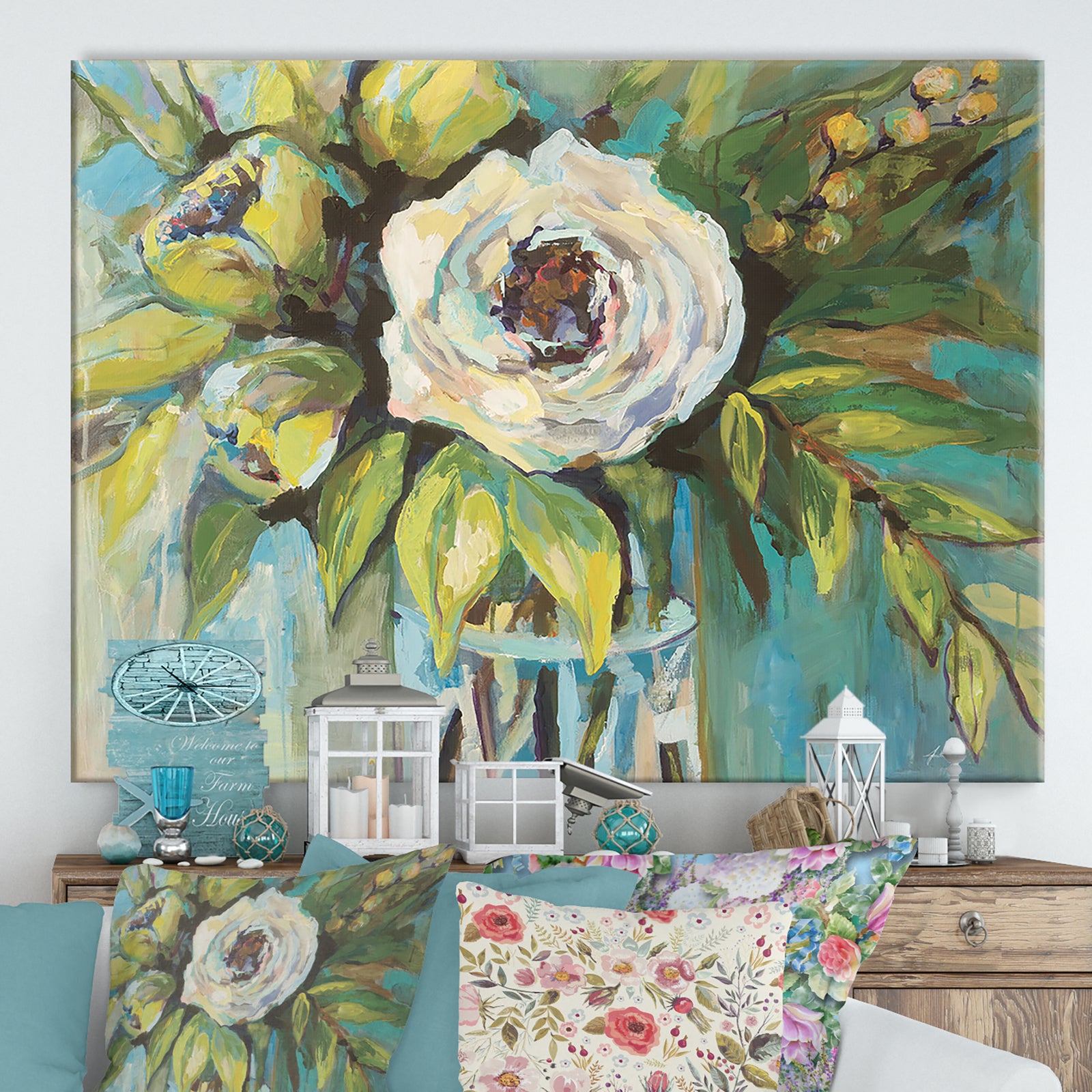 Aqua Solo - Cottage Canvas Wall Art