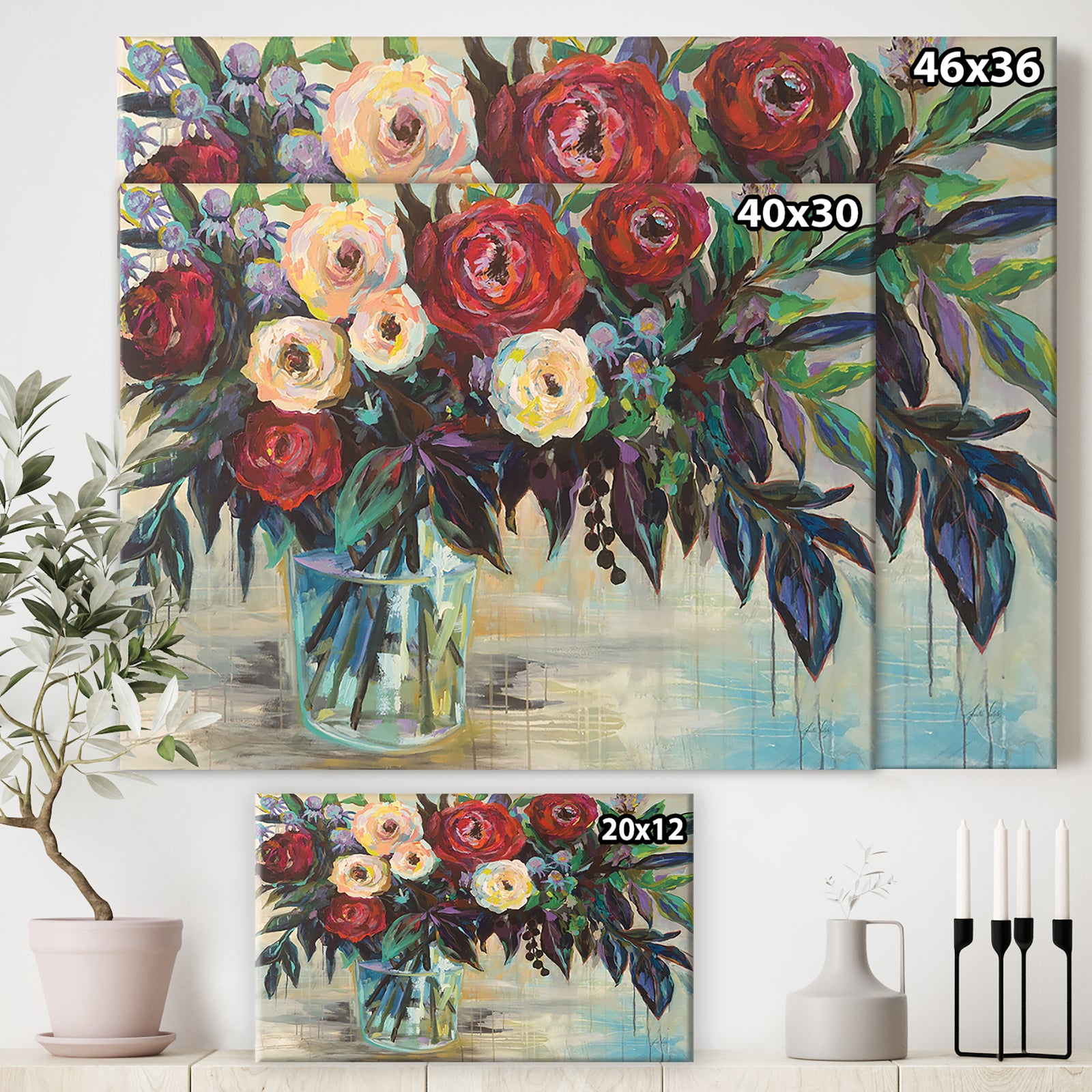 Winter Floral - Cottage Canvas Wall Art