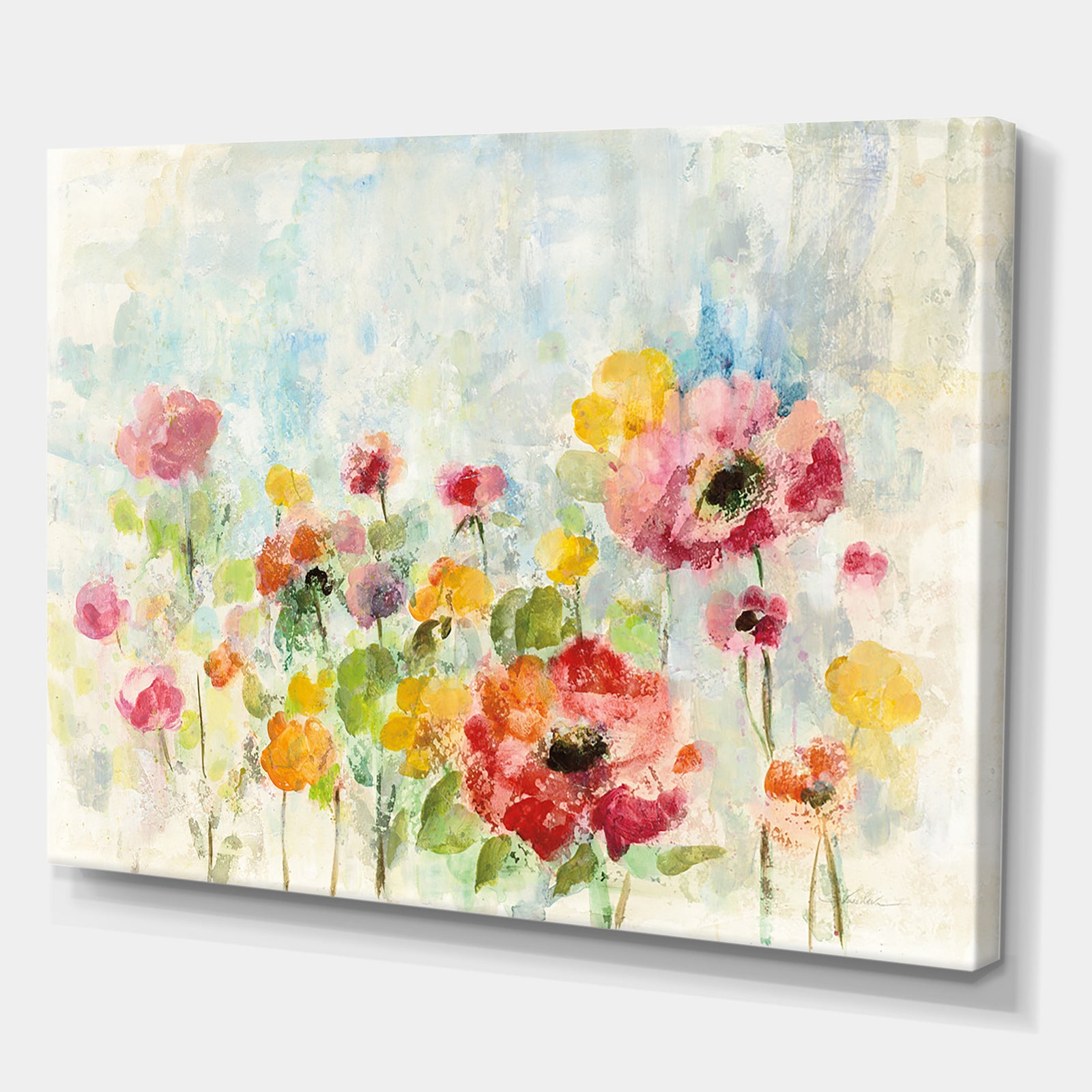 Summer Rain Floral - Cottage Canvas Wall Art