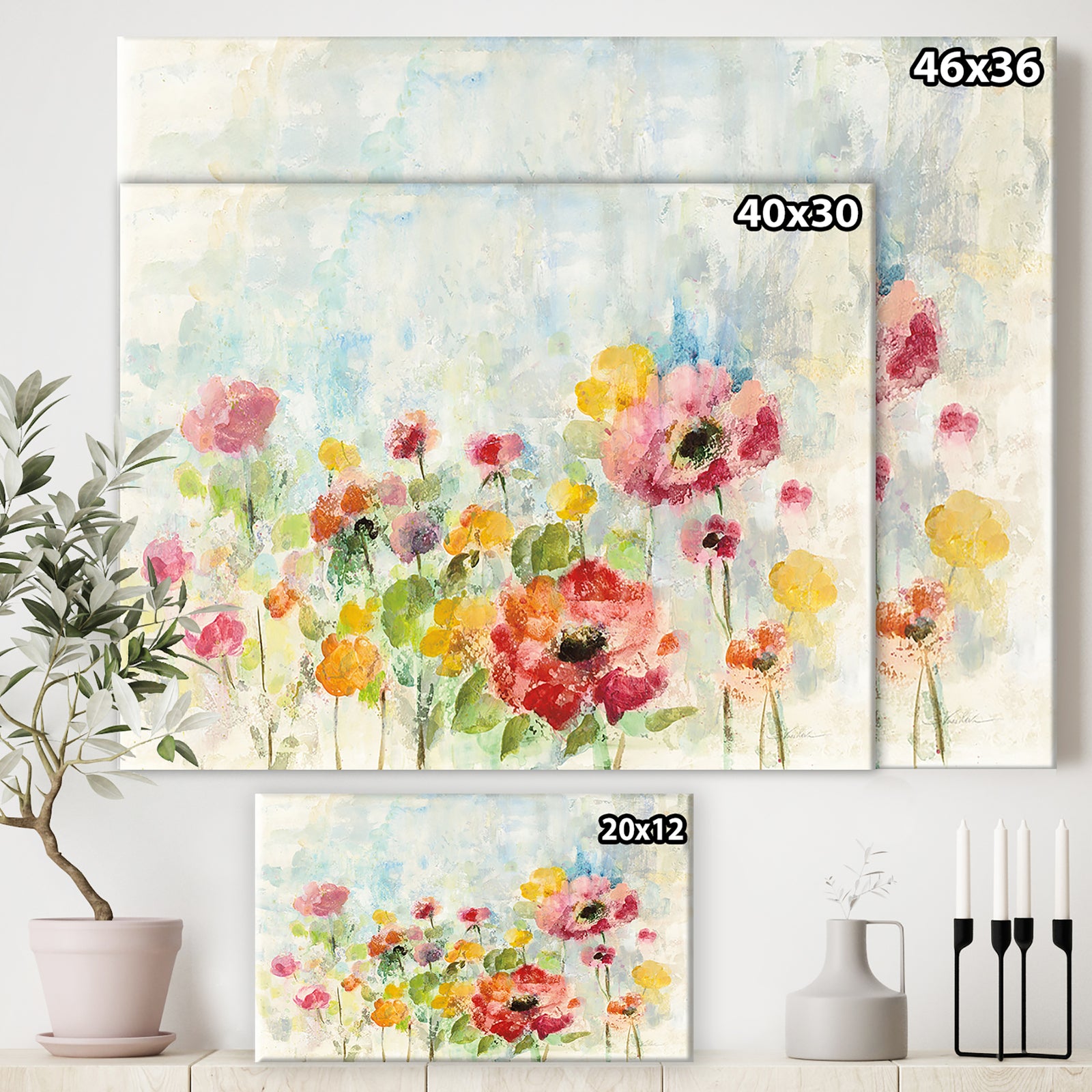 Summer Rain Floral - Cottage Canvas Wall Art
