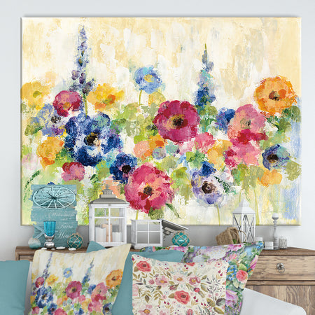 Sunshine Field Flowers - Cottage Canvas Wall Art