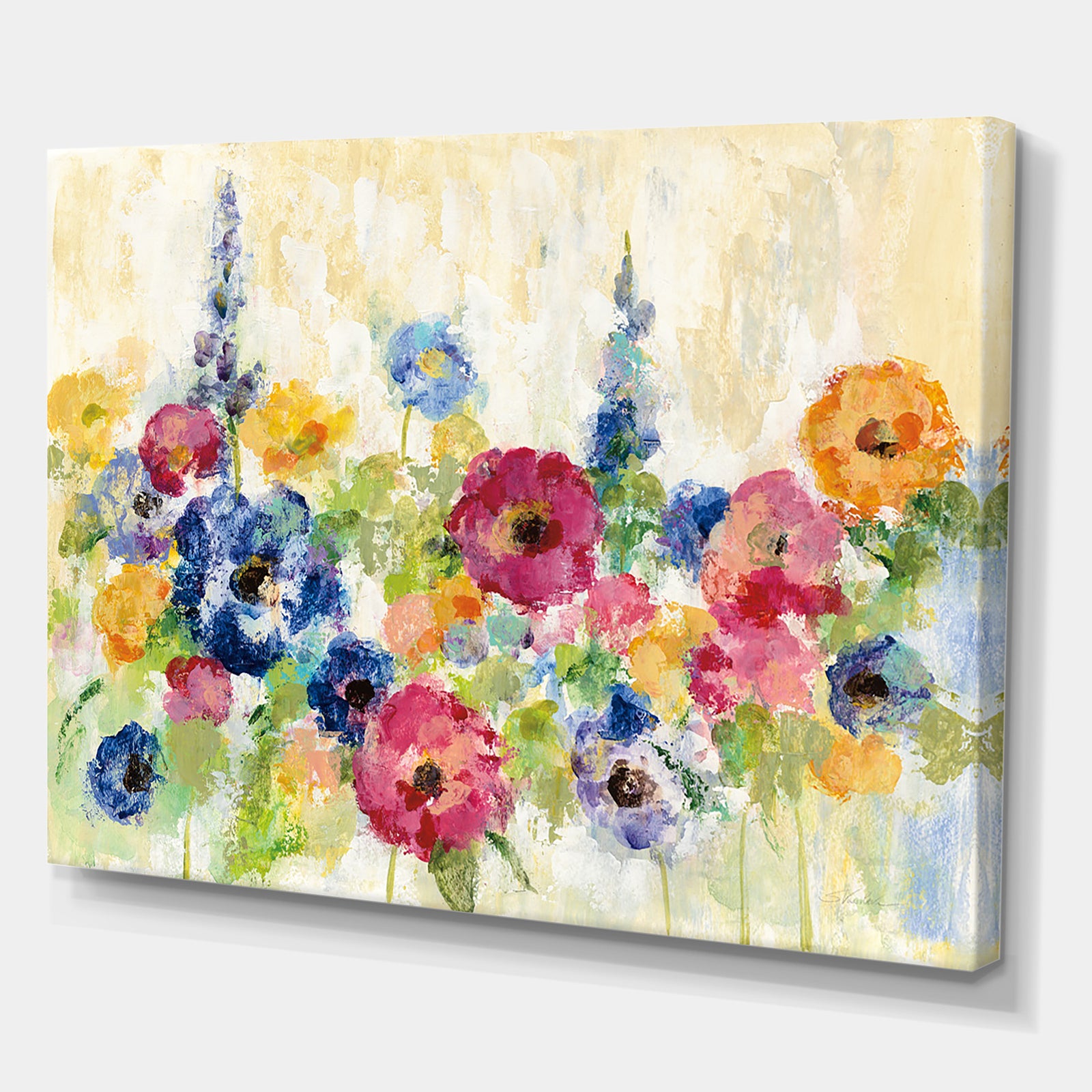 Sunshine Field Flowers - Cottage Canvas Wall Art