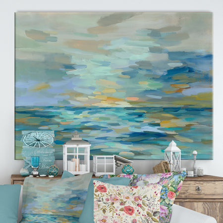 Porch Den 'Pastel Blue Sea - Cottage Canvas Wall Art