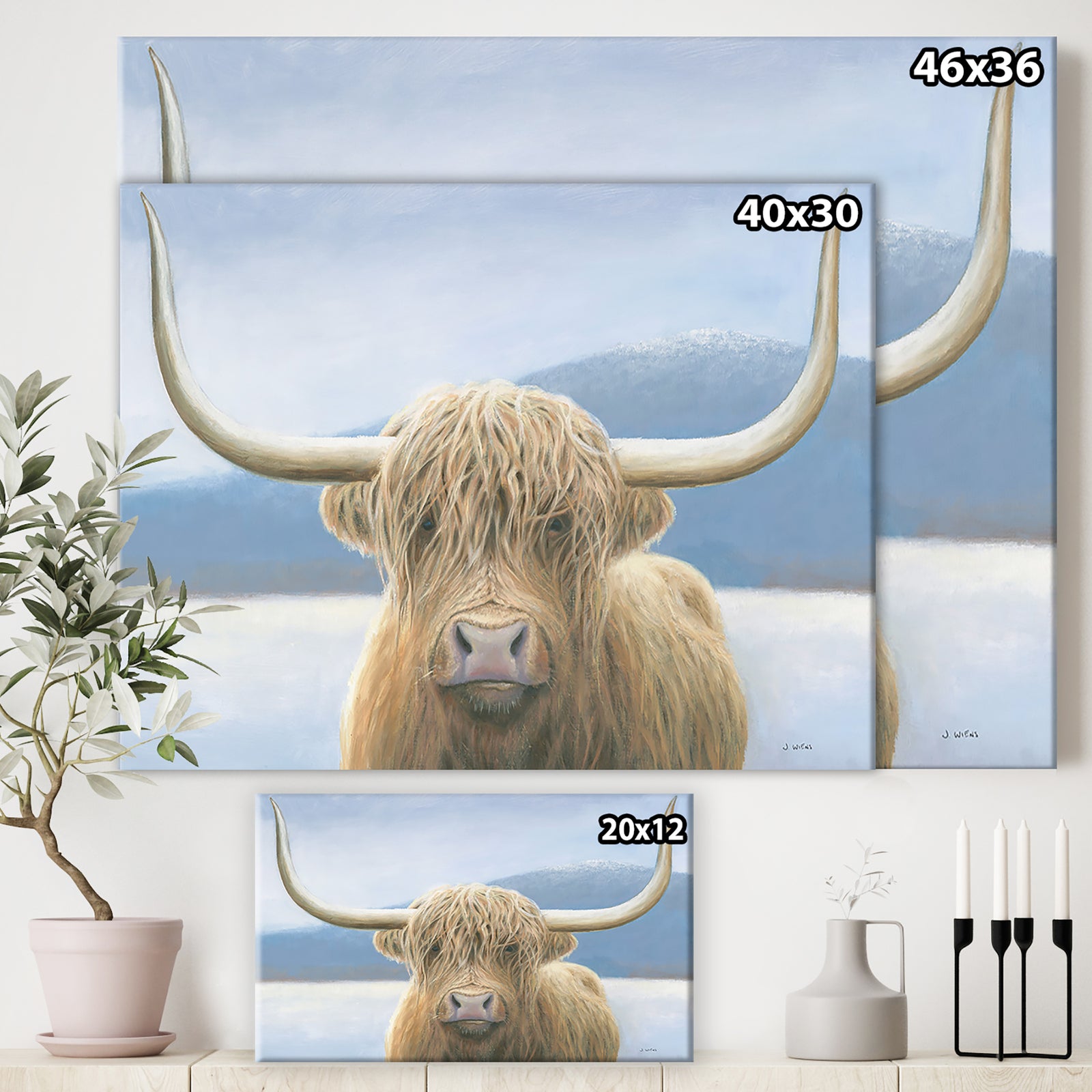 RW Highland Cow - Cottage Canvas Wall Art