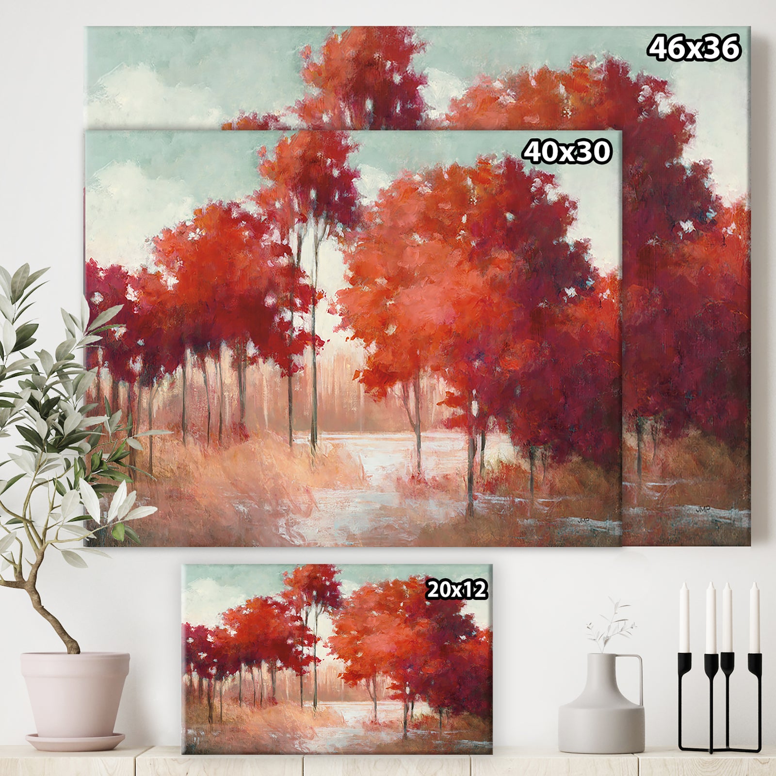 RW Autumn Lake - Cottage Canvas Wall Art