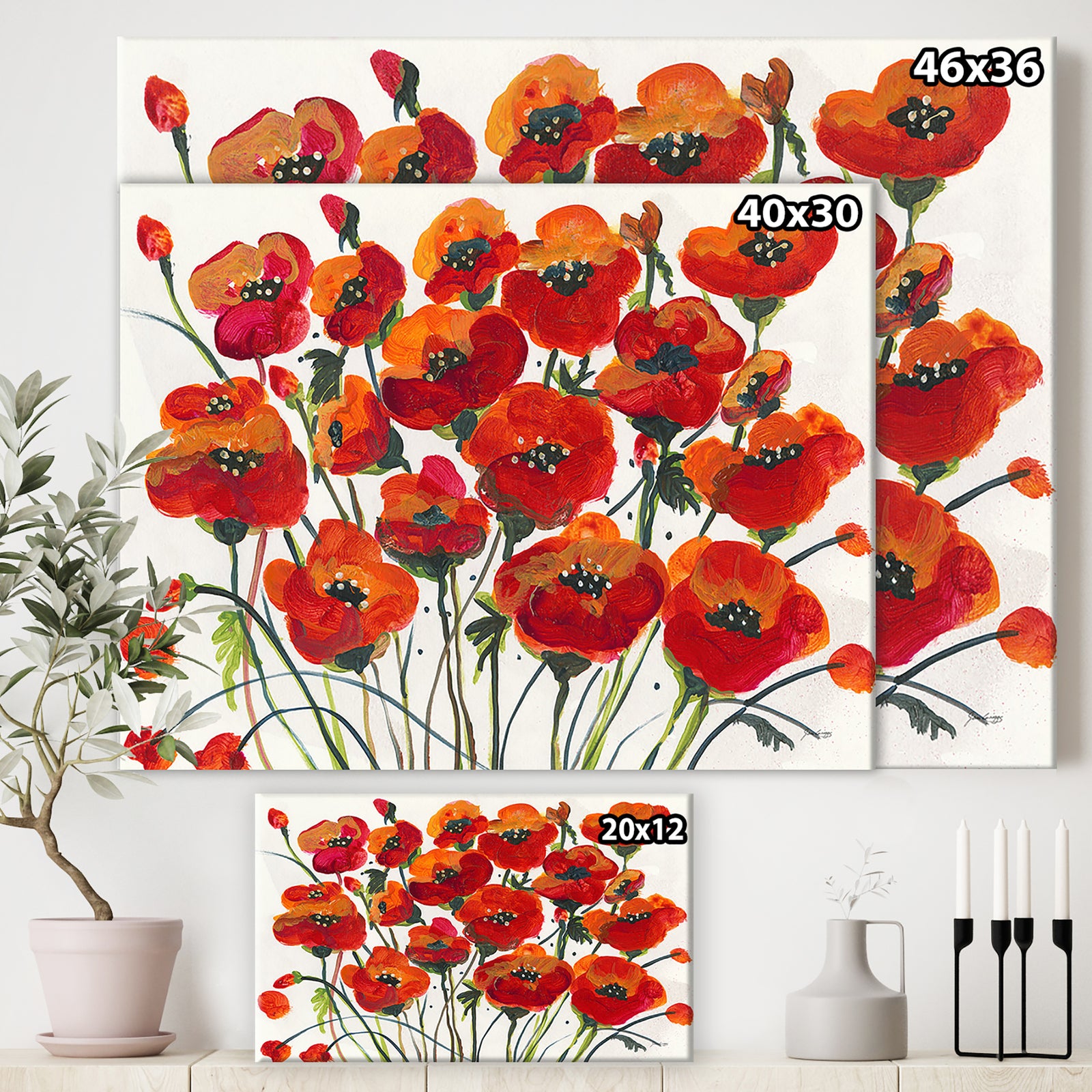 Poppin Up Poppies - Cottage Canvas Wall Art