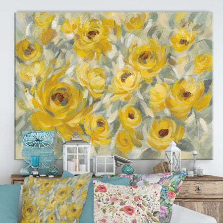 Yellow Roses - Cottage Canvas Wall Art