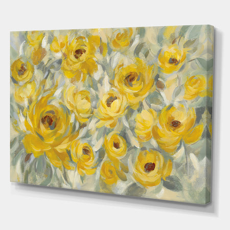 Yellow Roses - Cottage Canvas Wall Art
