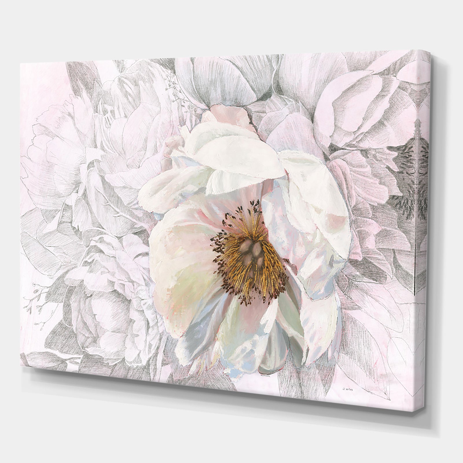 RW Blooming Sketch - Cottage Canvas Wall Art