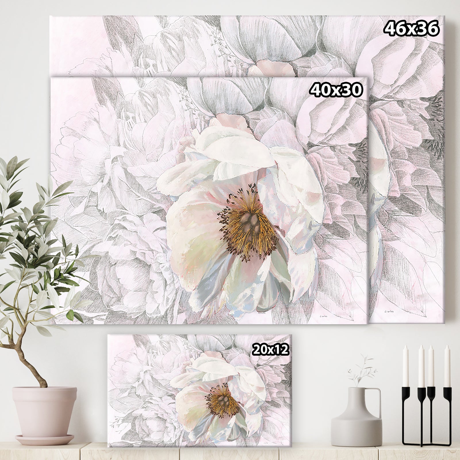 RW Blooming Sketch - Cottage Canvas Wall Art