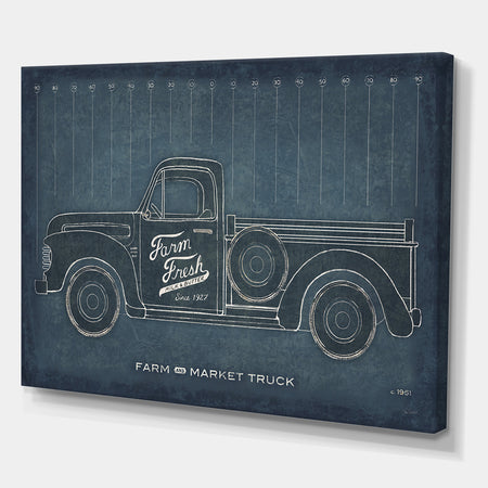Farm Truck Blueprint - Cottage Canvas Wall Art