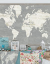 Slate World Map - Cottage Canvas Wall Art