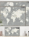 Slate World Map - Cottage Canvas Wall Art