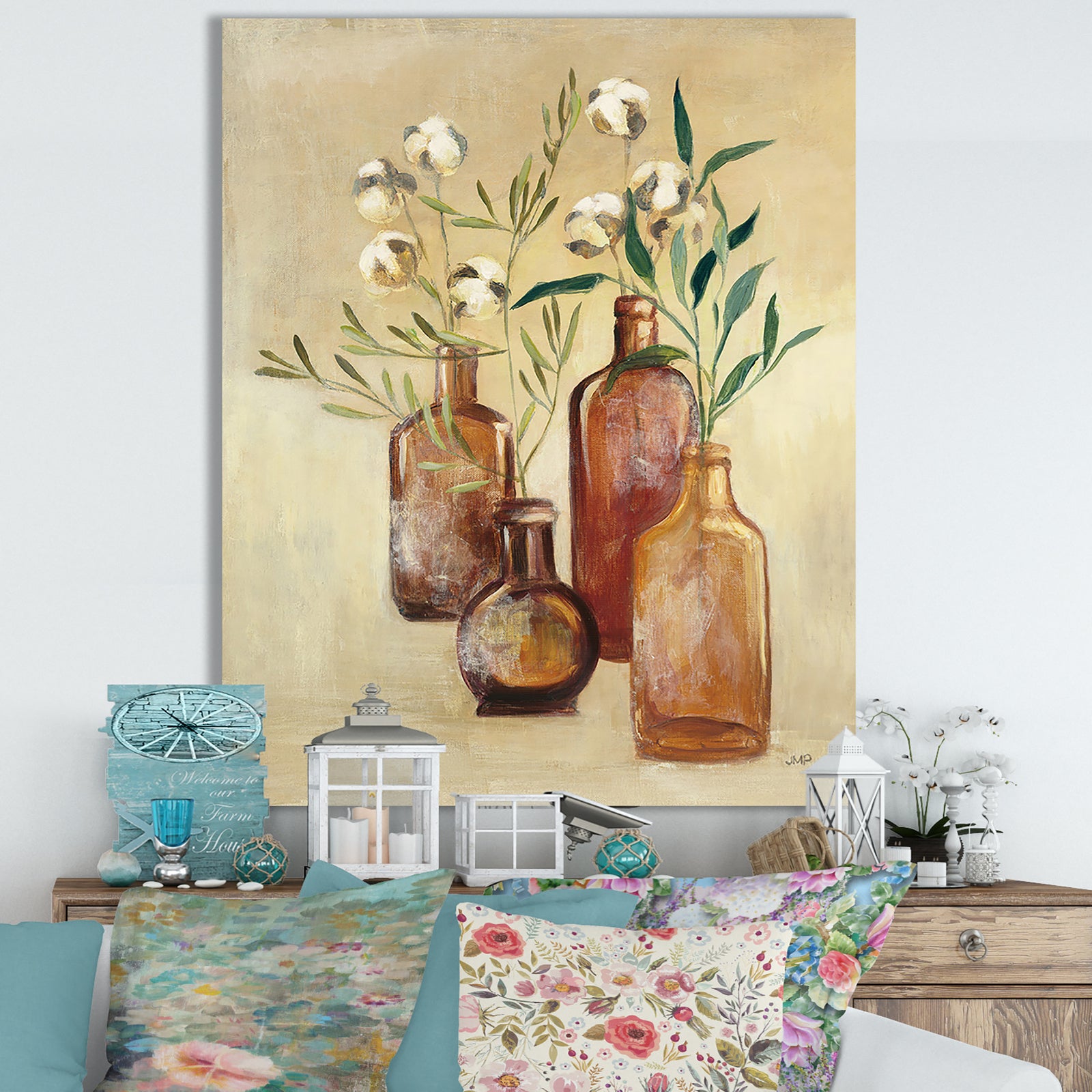 RW Cotton Still Life II - Cottage Canvas Wall Art