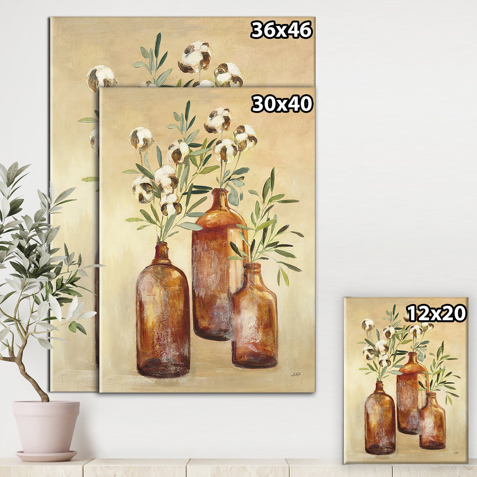 RW Cotton Still Life III - Cottage Canvas Wall Art