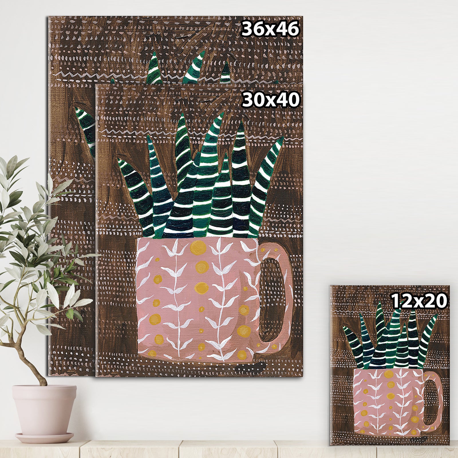 Succulent Cup - Cottage Canvas Wall Art