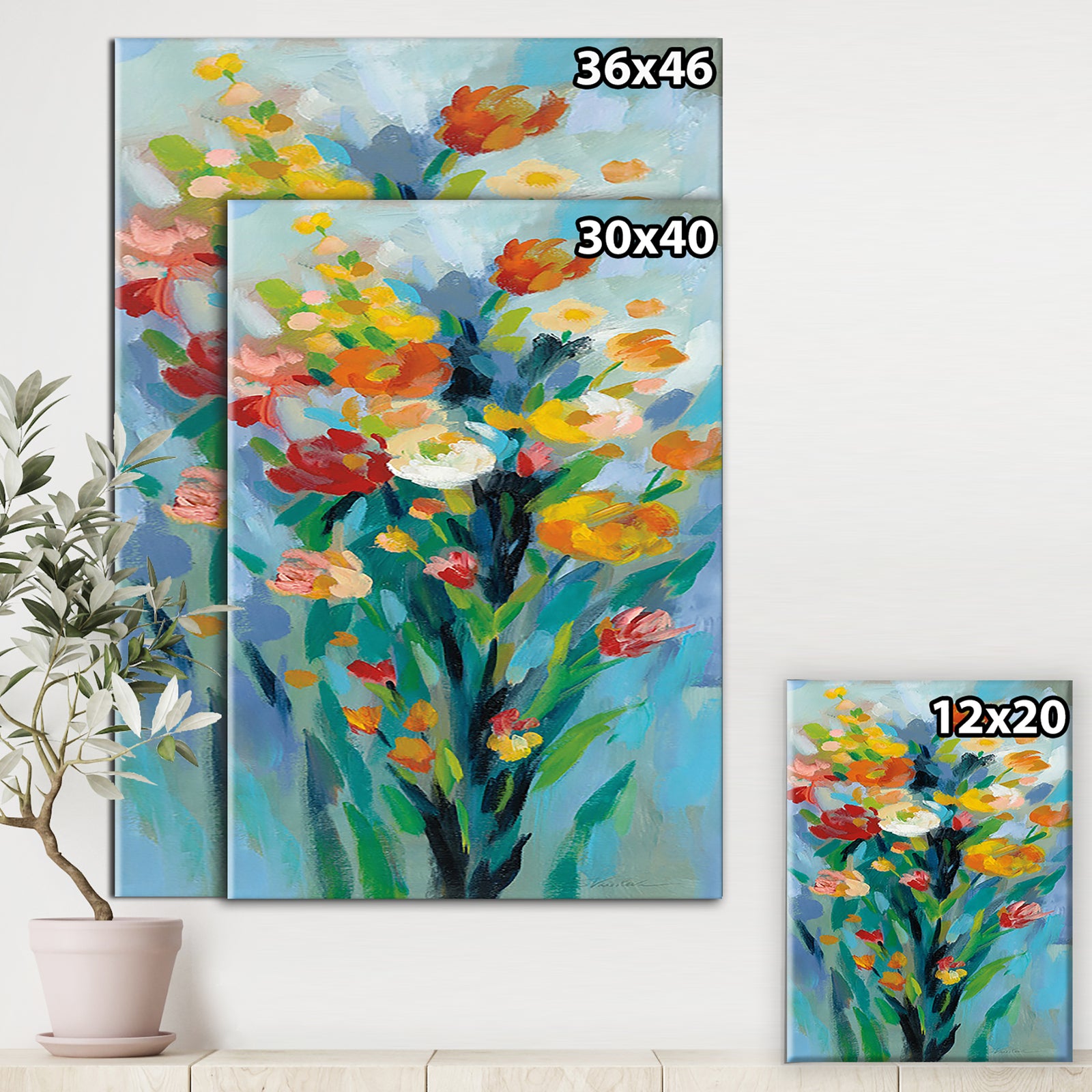 Porch Den 'Tall Bright Flowers II - Cottage Canvas Wall Art