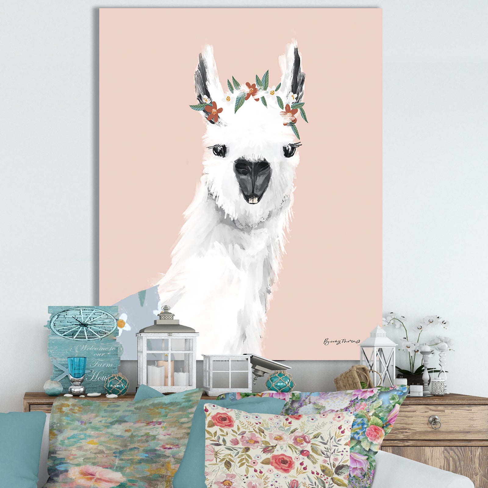 Delightful Alpacas I - Cottage Canvas Wall Art