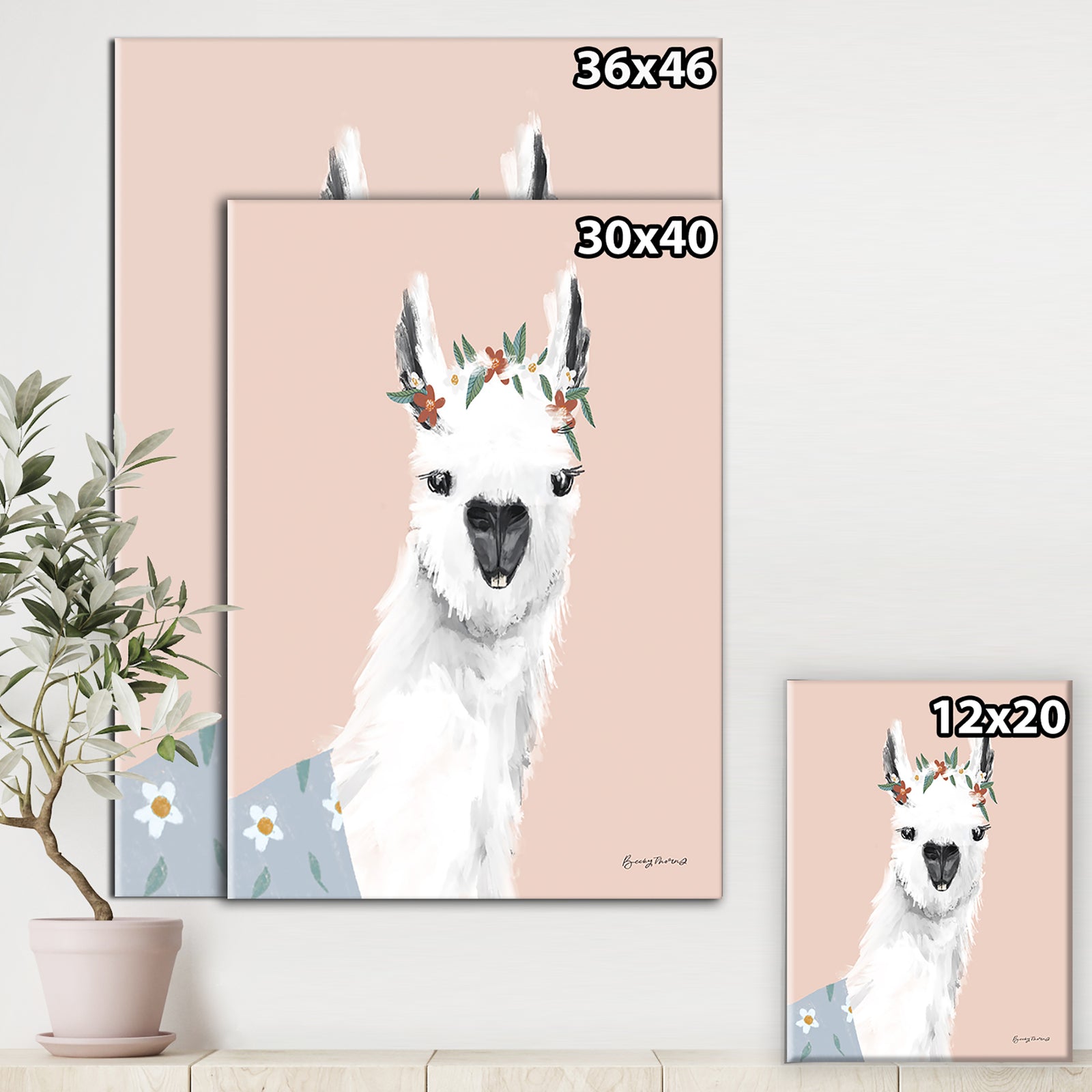 Delightful Alpacas I - Cottage Canvas Wall Art