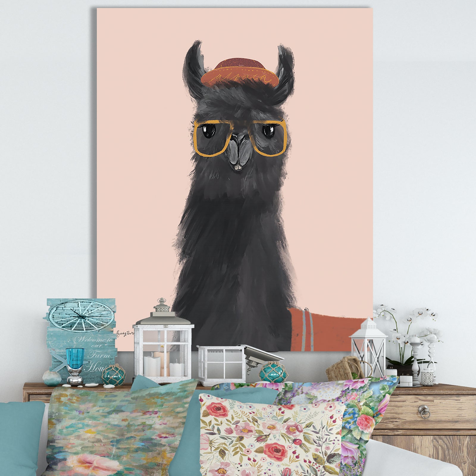 Delightful Alpacas IV - Cottage Canvas Wall Art