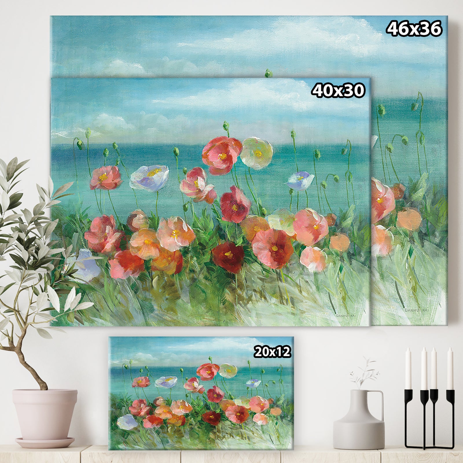 RW Coastal Poppies - Cottage Canvas Wall Art