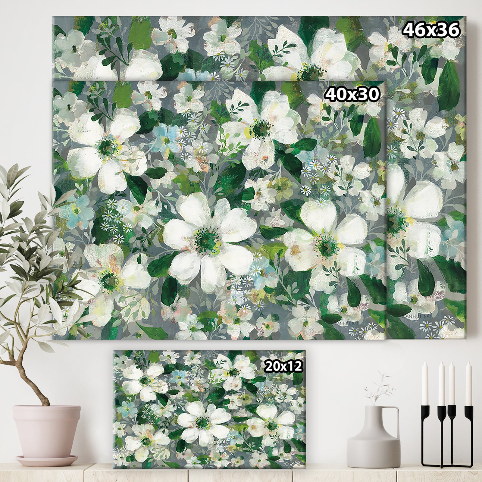 RW Anemones and Friends - Cottage Canvas Wall Art