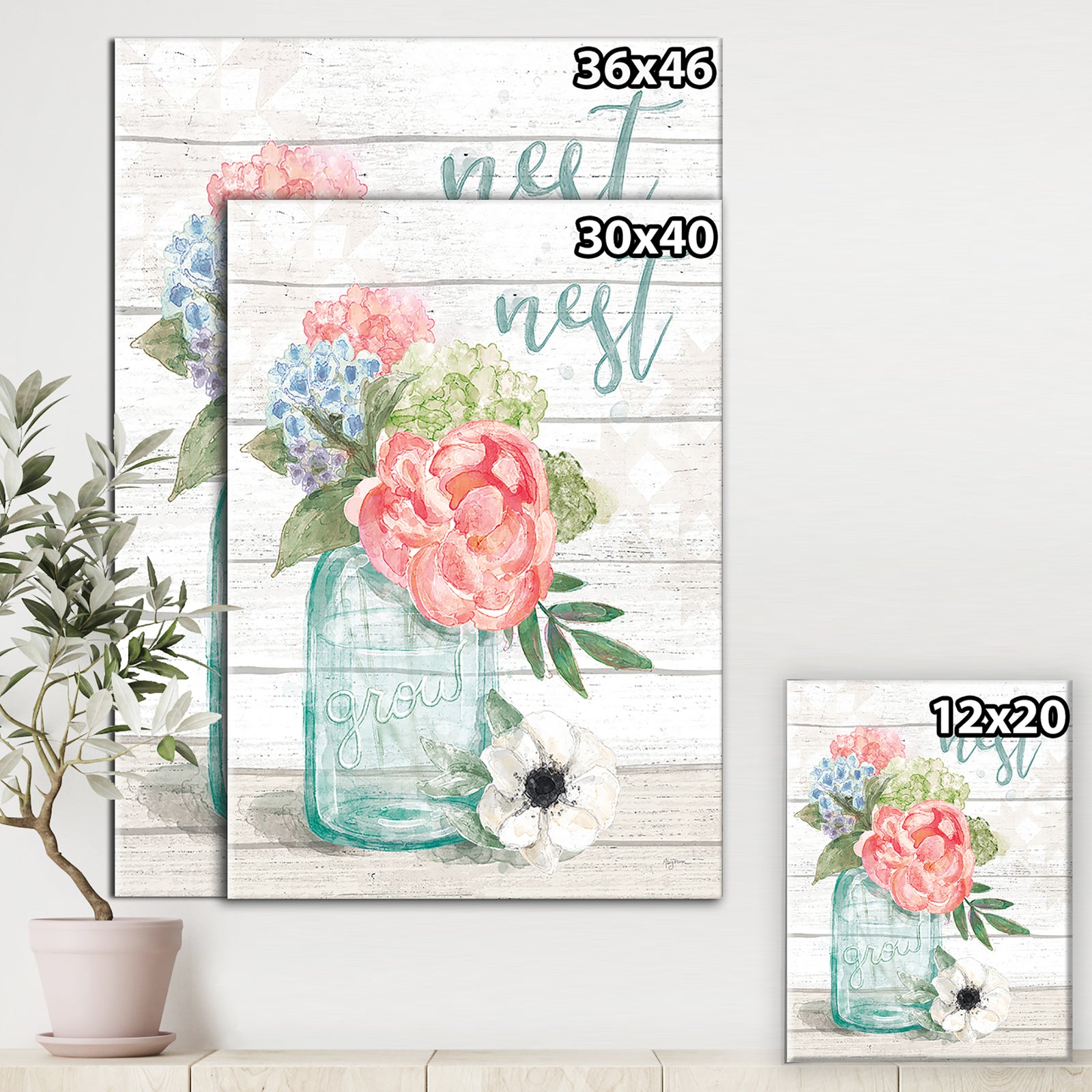 WA Pastel Flower Market II - Cottage Canvas Wall Art