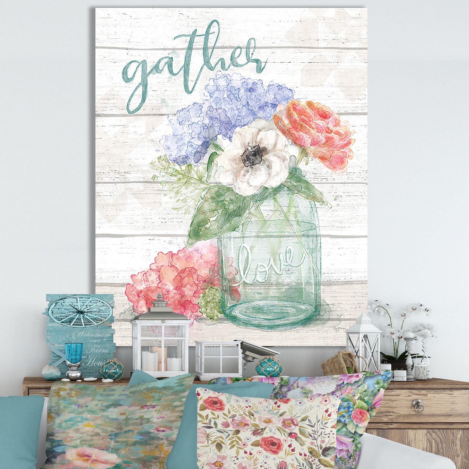 WA Pastel Flower Market III - Cottage Canvas Wall Art