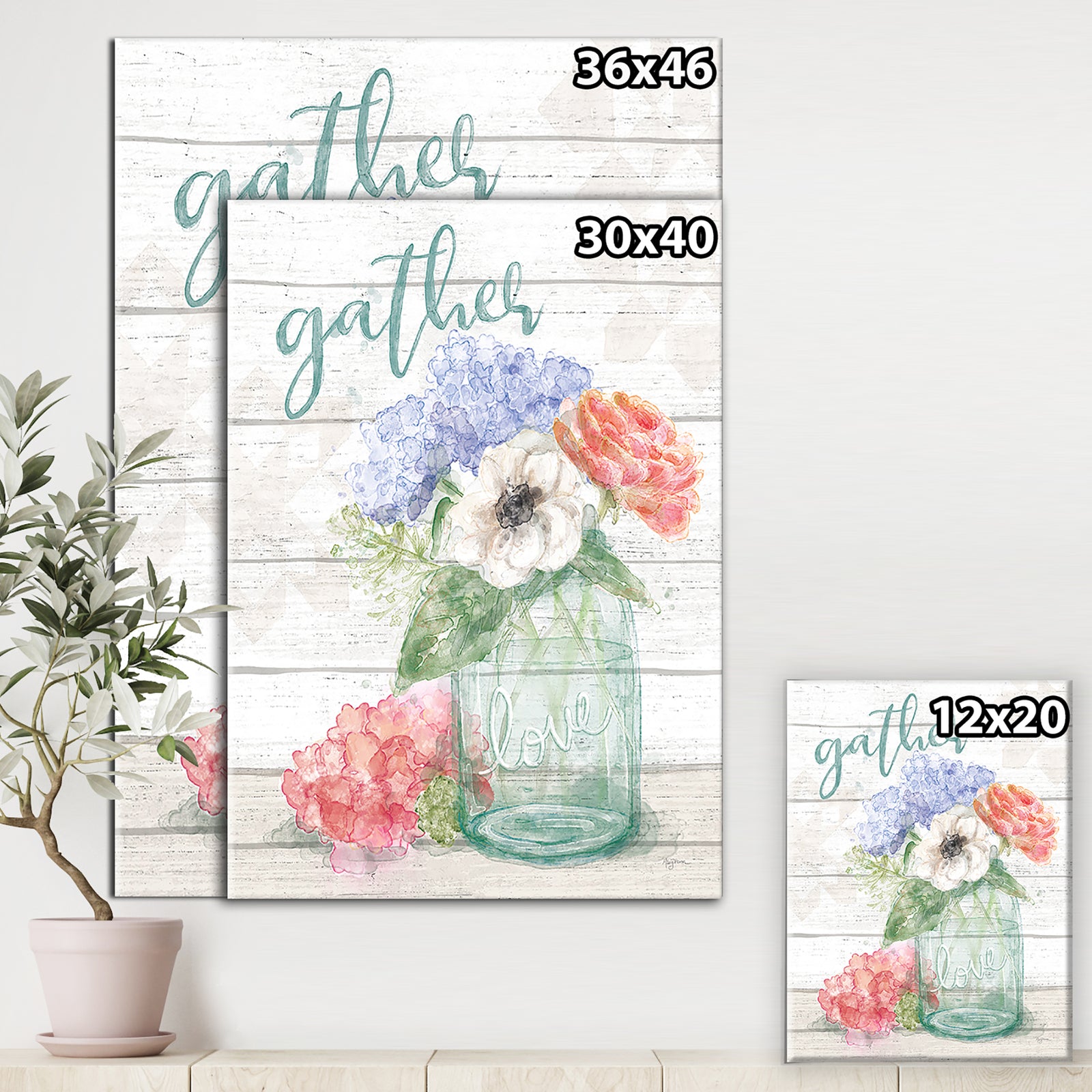 WA Pastel Flower Market III - Cottage Canvas Wall Art