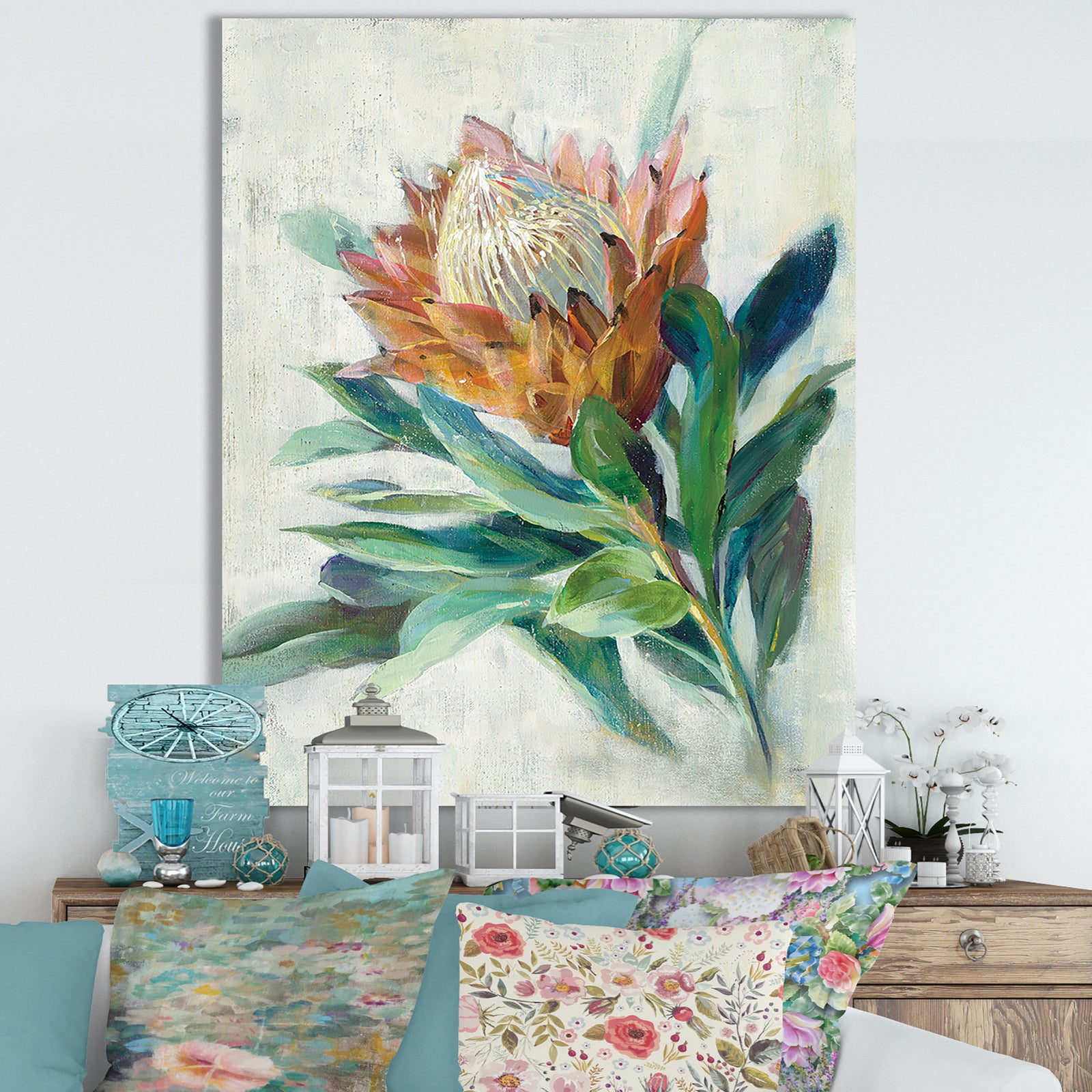 RW Protea - Cottage Canvas Wall Art