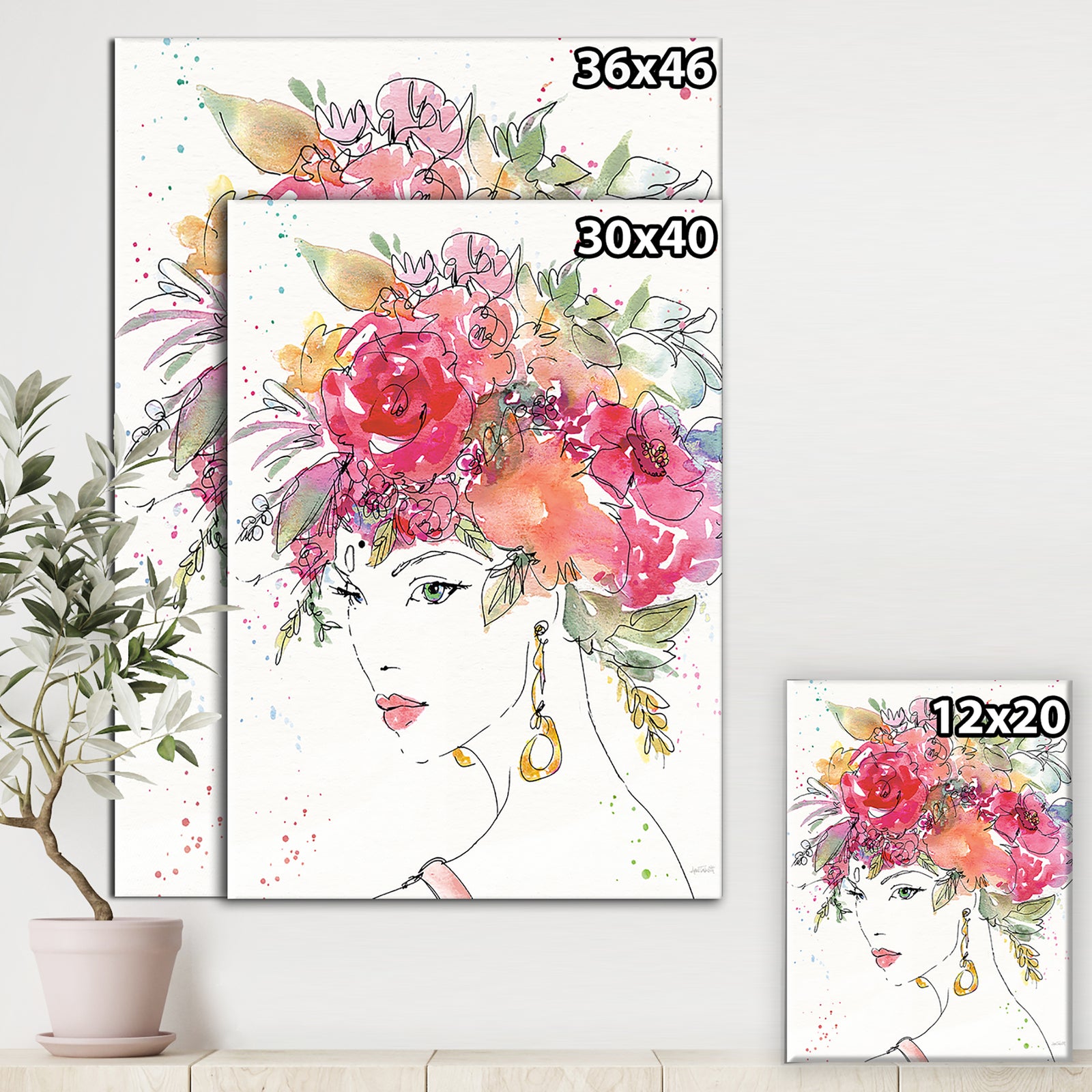 A Floral Figures II - Cottage Canvas Wall Art