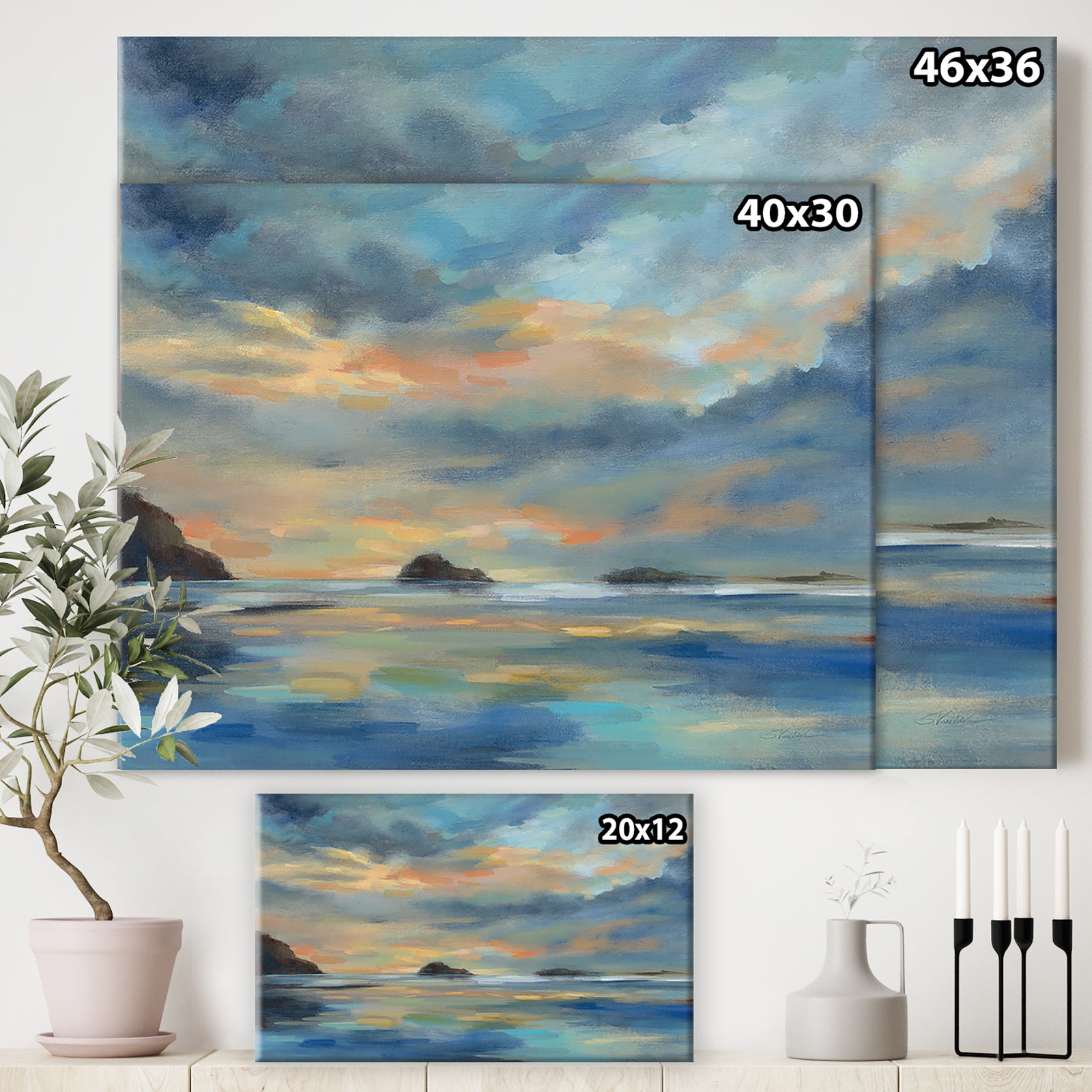 Pacific Sunset - Cottage Canvas Wall Art