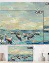 Coastal View of Boats - Cottage Canvas Wall Art