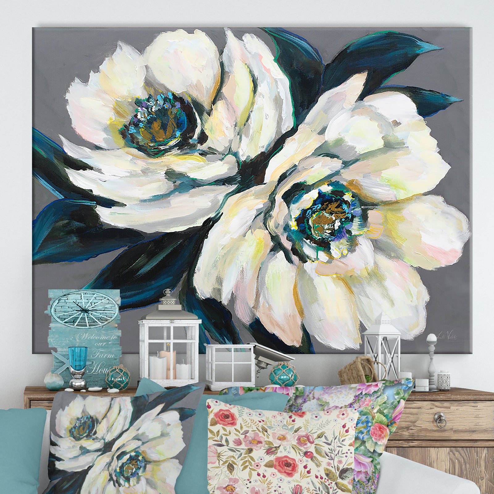 Peonies - Cottage Canvas Wall Art