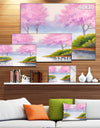 Flowering Trees Over River - Landscape Canvas Print