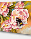 Bee Sitting on Flower - Floral Canvas Artwork