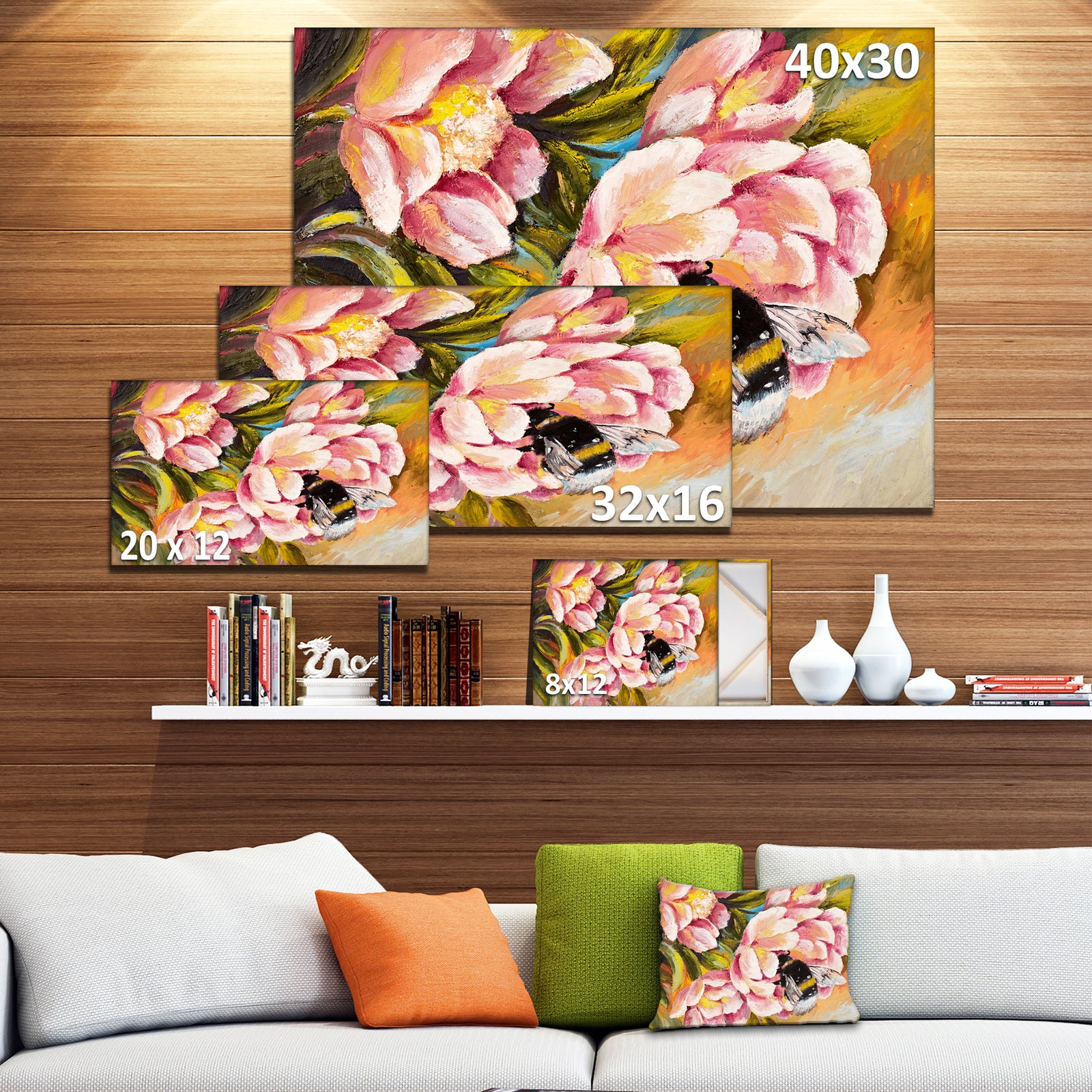 Bee Sitting on Flower - Floral Canvas Artwork