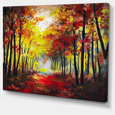 Walk Through Autumn Forest - Landscape Canvas Artwork