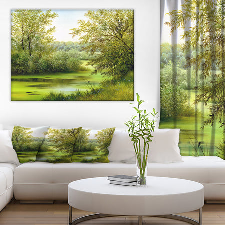 Green Summer Landscape Canvas Wall Art Print