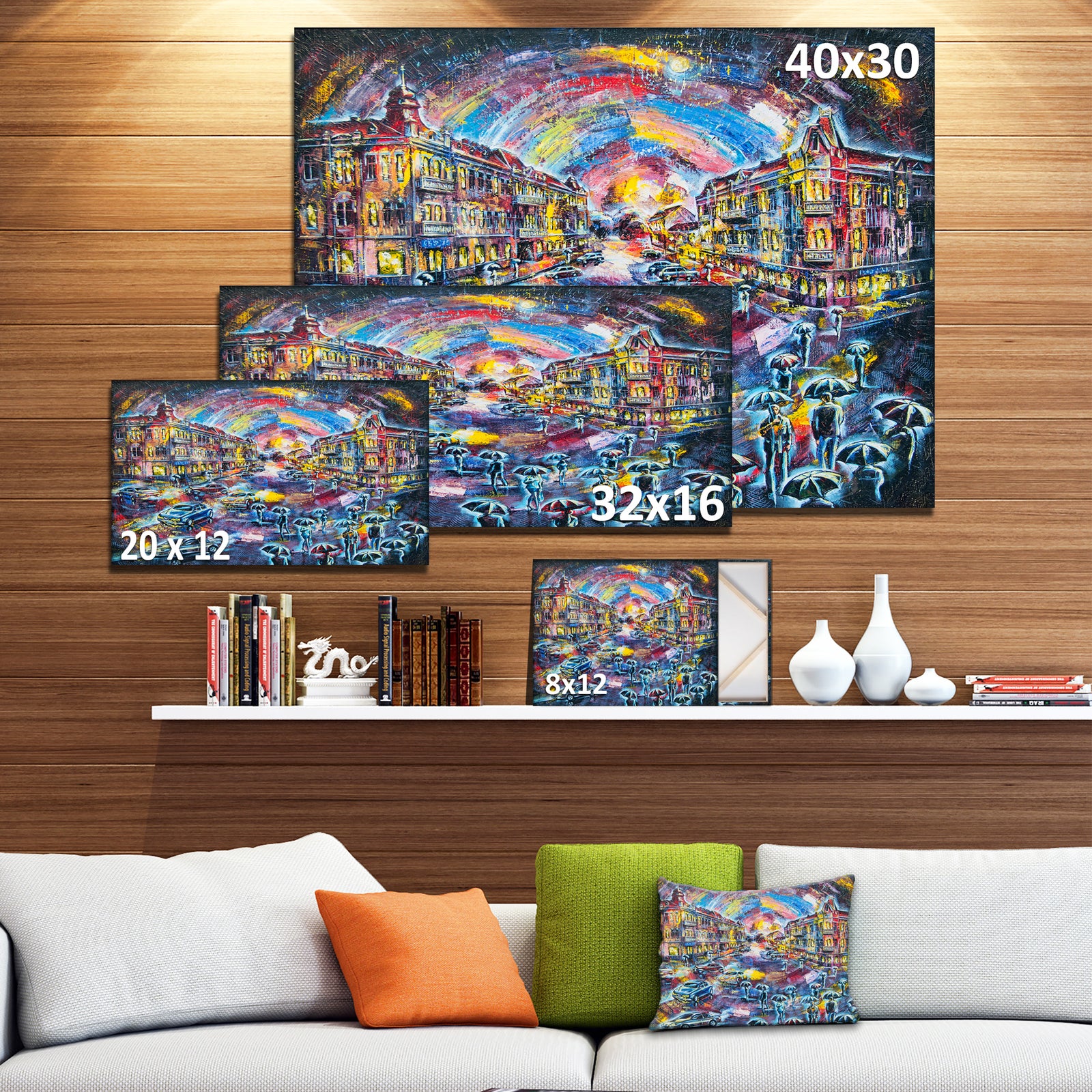 Surreal City at Night - Cityscape Large Canvas Artwork