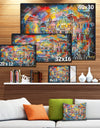 Night City with People - Cityscape Canvas Artwork