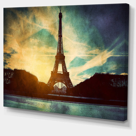 Eiffel Tower Retro Style - Cityscape Canvas Wall Art Print