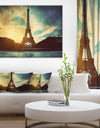 Eiffel Tower Retro Style - Cityscape Canvas Wall Art Print