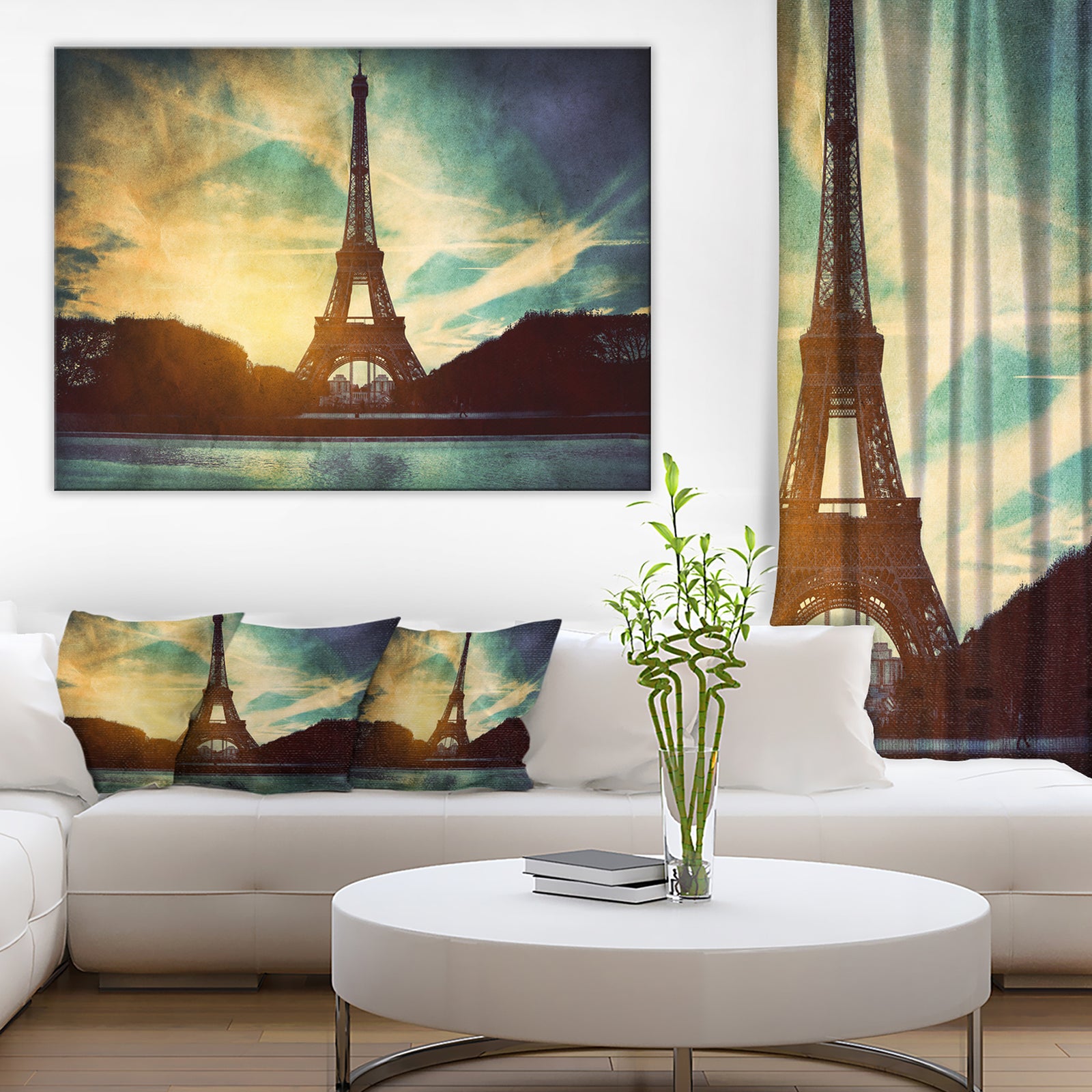 Eiffel Tower Retro Style - Cityscape Canvas Wall Art Print