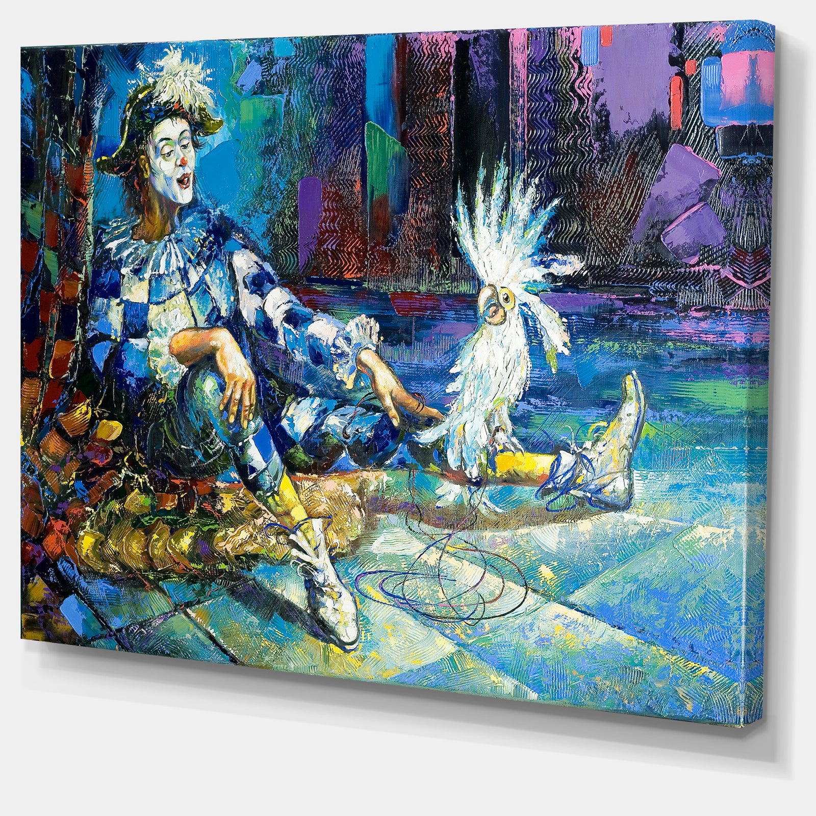 The Harlequin and White Parrot - Contemporary Canvas Print